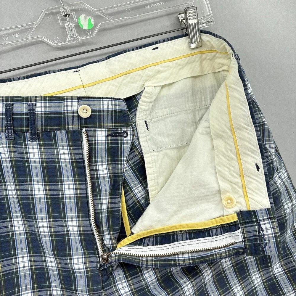 Vintage Polo Ralph Lauren Shorts Mens 34 Plaid Navy Blue Green Tartan 10